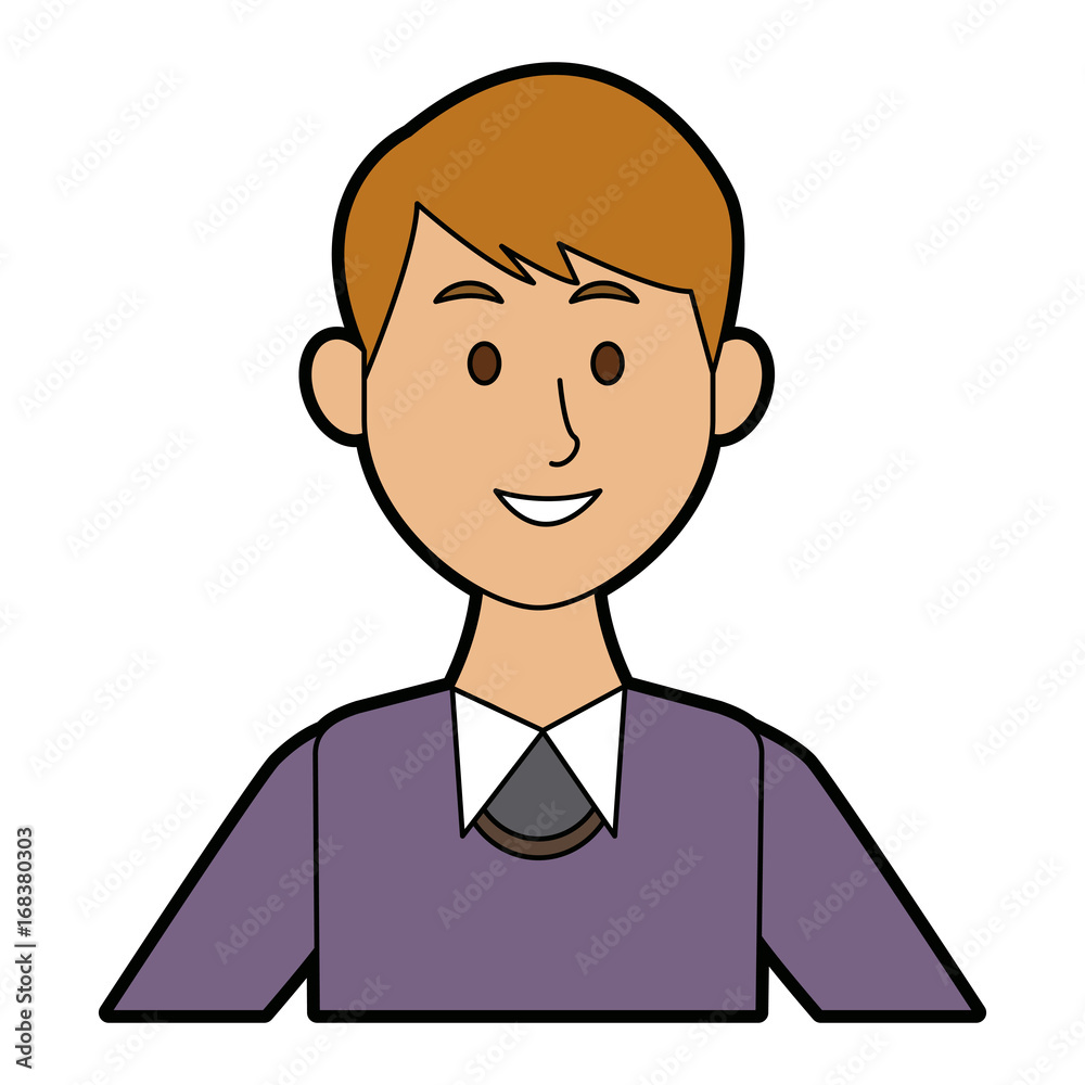 portrait of a young man character on white background vector illustration