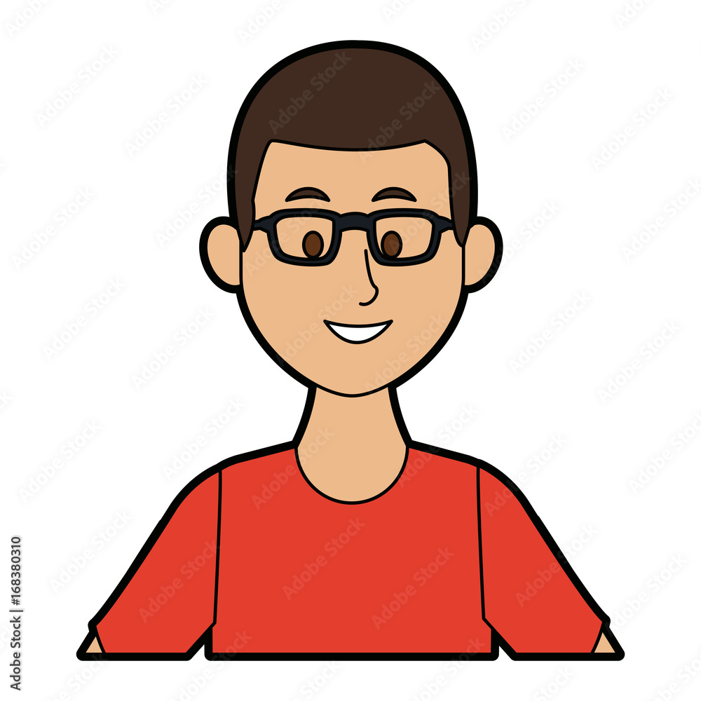 portrait of a young man character on white background vector illustration