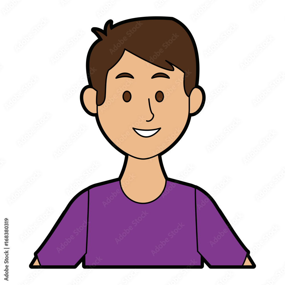 portrait of a young man character on white background vector illustration