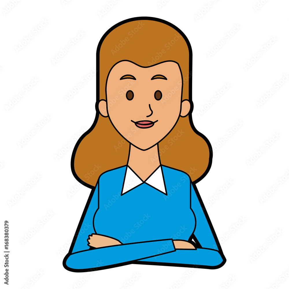 portrait young woman avatar female smile on white background vector illustration