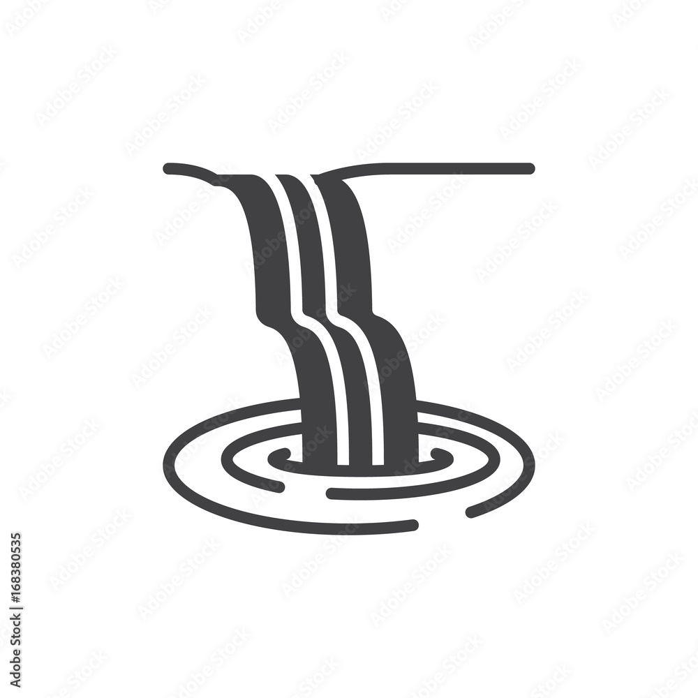 Waterfall icon vector, filled flat sign, solid pictogram isolated on