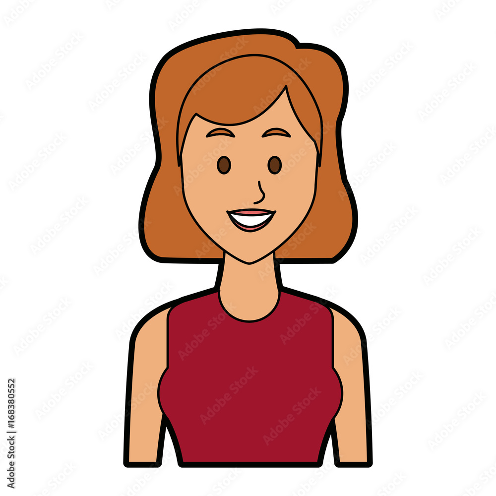 portrait young woman avatar female smile on white background vector illustration