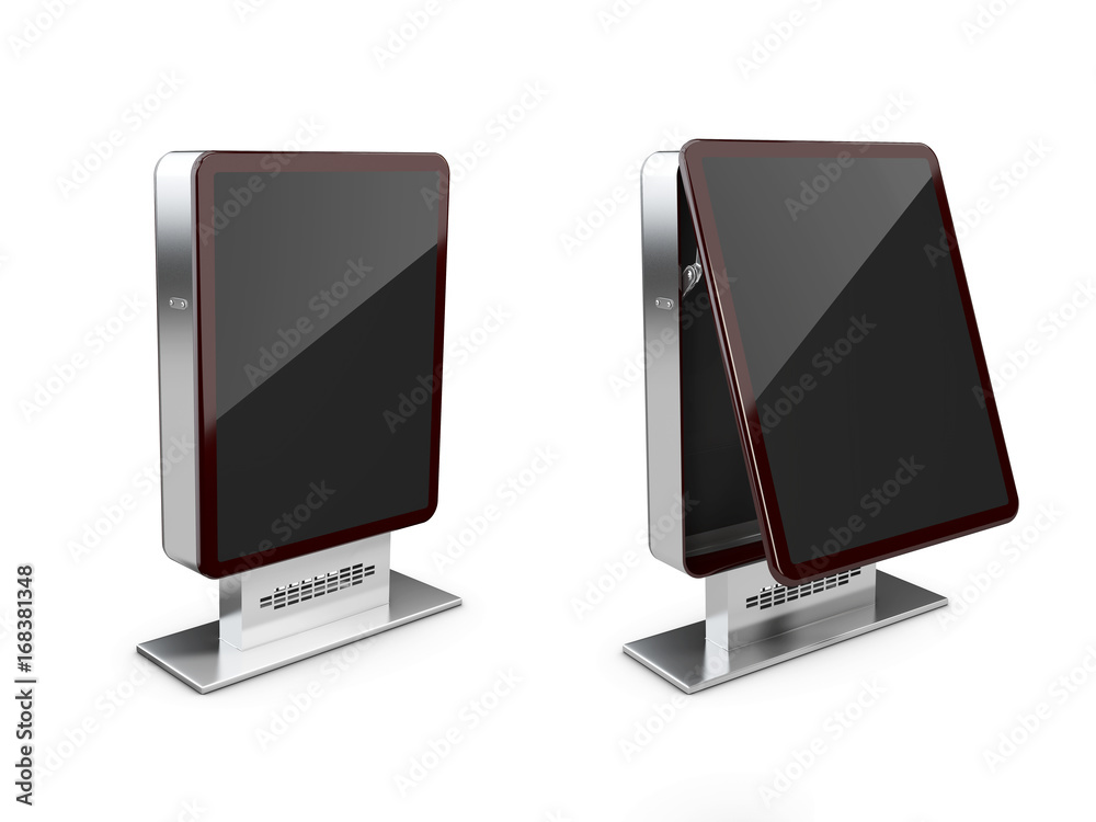 3d Illustration of Closed and Opened Billboards, isolated white 3d Illustration of Closed and Opened Billboards, isolated white