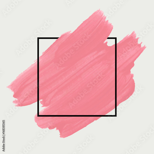 Logo brush painted acrylic abstract background design illustration vector over square frame. Perfect watercolor design for headline, logo and sale banner. 