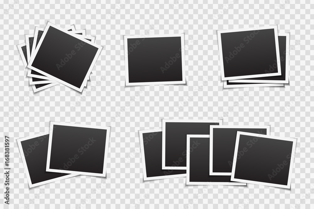 Vector set of photo frames on the transparent background. Realistic template for photo covering, branding and decoration. Vector set of photo frames on the transparent background. Realistic template for photo covering, branding and decoration.