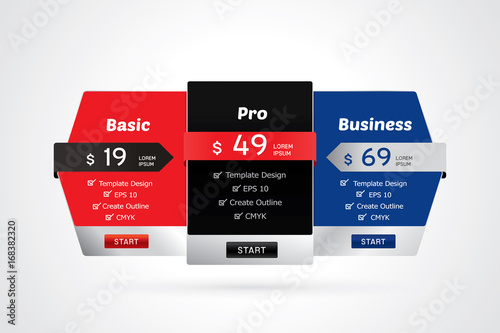 Vector of pricing table design template for website and application.