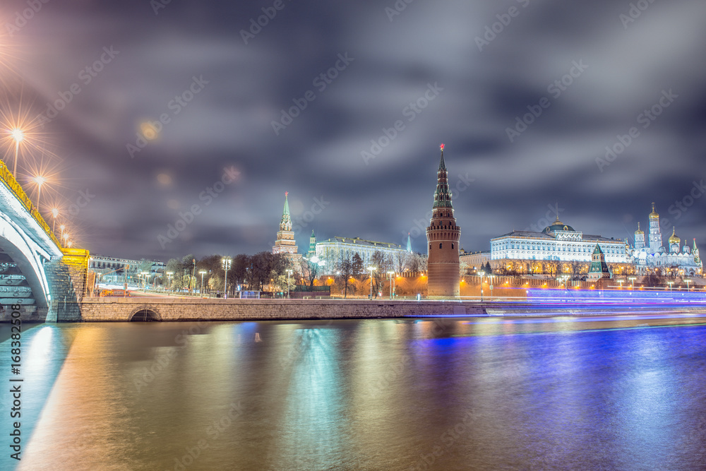 Stunning night view of Kremlin in the winter, Moscow, Russia Stunning night view of Kremlin in the winter, Moscow, Russia