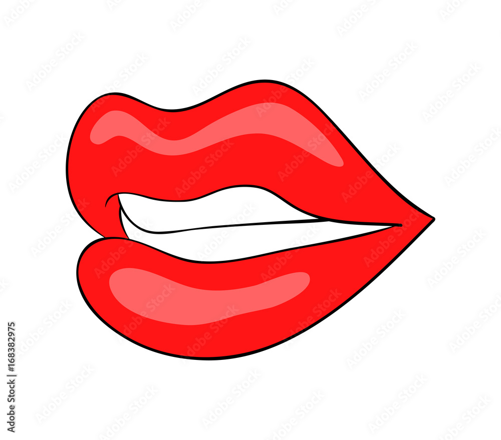 lips with teeth cartoon vector symbol icon design. Beautiful illustration isolated on white background