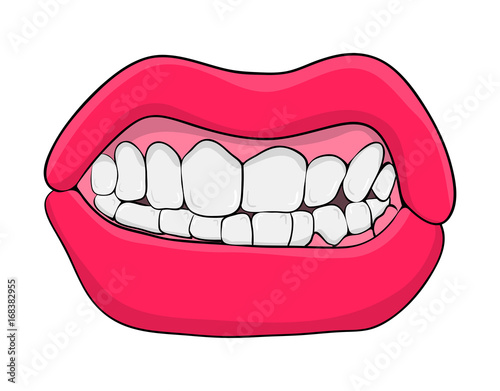 lips with teeth cartoon vector symbol icon design. Beautiful illustration isolated on white background