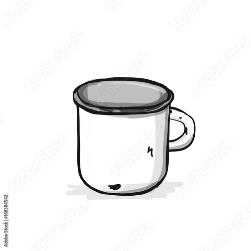 Old enameled mug, sketch for your design