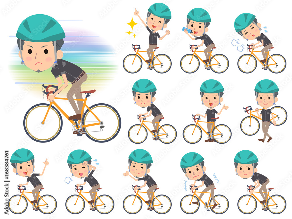 Black shortsleeved shirt Short beard man_rode bicycle Black shortsleeved shirt Short beard man_rode bicycle