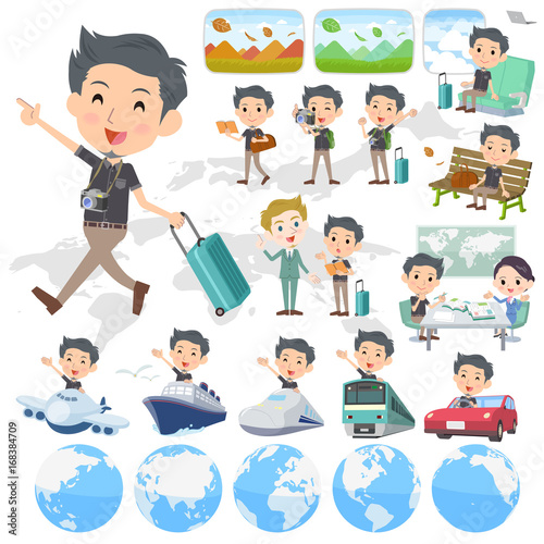 Black shortsleeved shirt Short beard man_travel