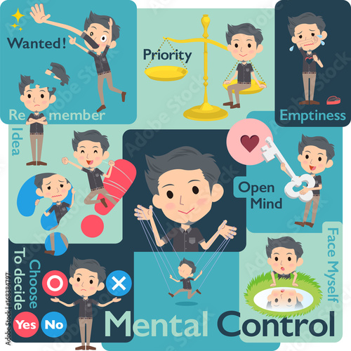 Black shortsleeved shirt Short beard man_Mental & volition