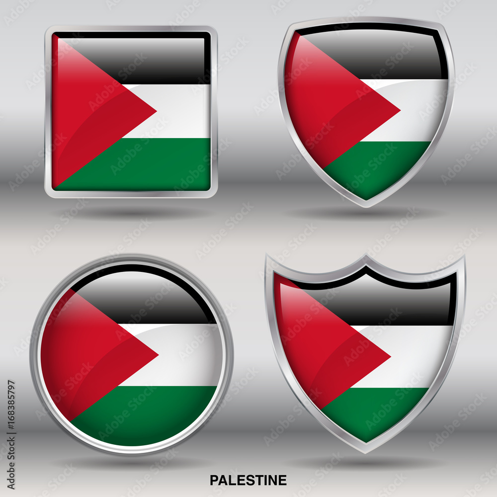 Flag of Palestine in 4 shapes collection with clipping path Flag of Palestine in 4 shapes collection with clipping path