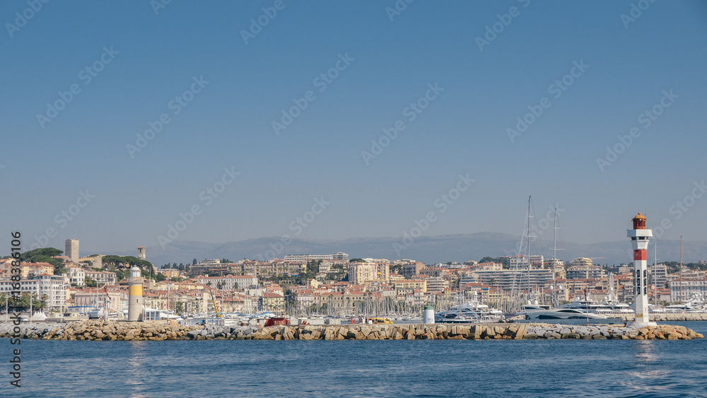 View on the city of Cannes and the old harbour. French Riviera, Cannes, France
