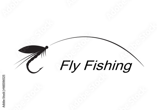 graphic fly fishing, vector