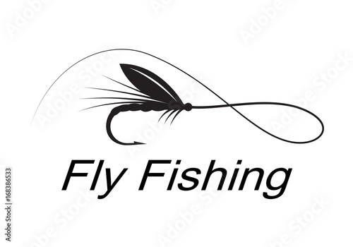 graphic fly fishing, vector