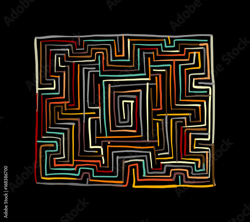 Labyrinth square, sketch for your design