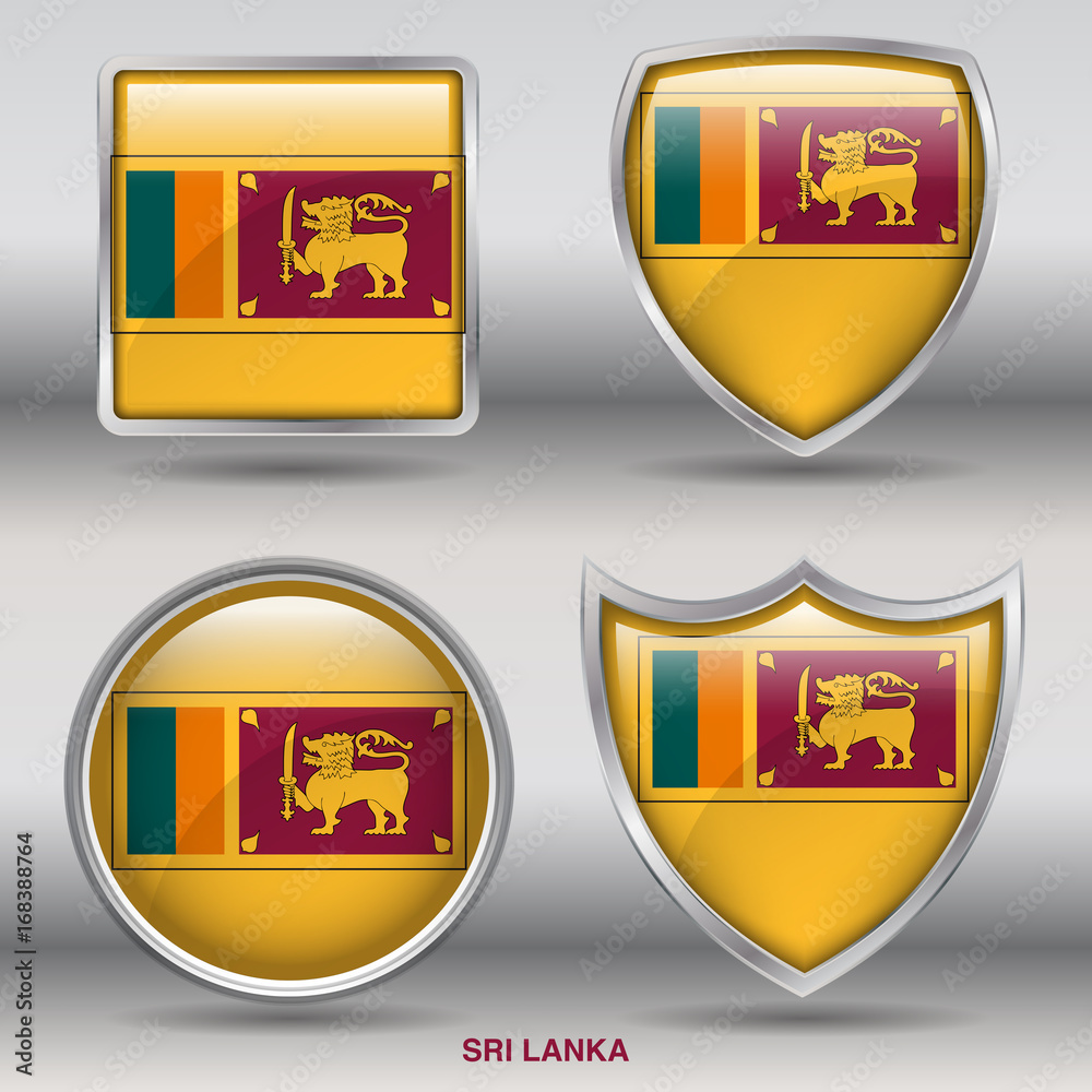 Flag of Sri Lanka in 4 shapes collection with clipping path Flag of Sri Lanka in 4 shapes collection with clipping path