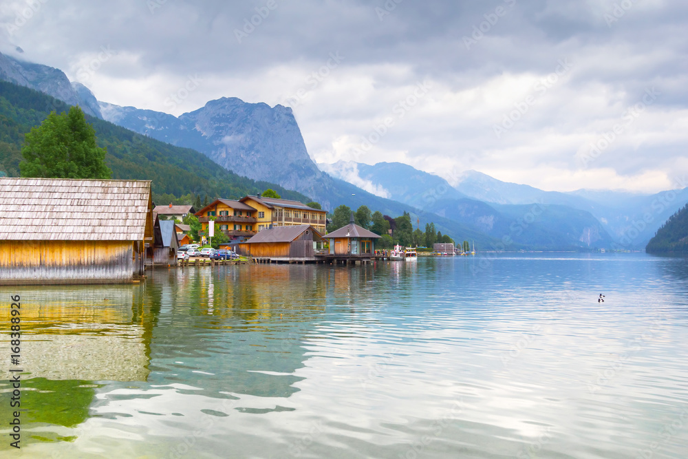 Scenery of Grundlsee lake in Alps mountains, Austria Scenery of Grundlsee lake in Alps mountains, Austria
