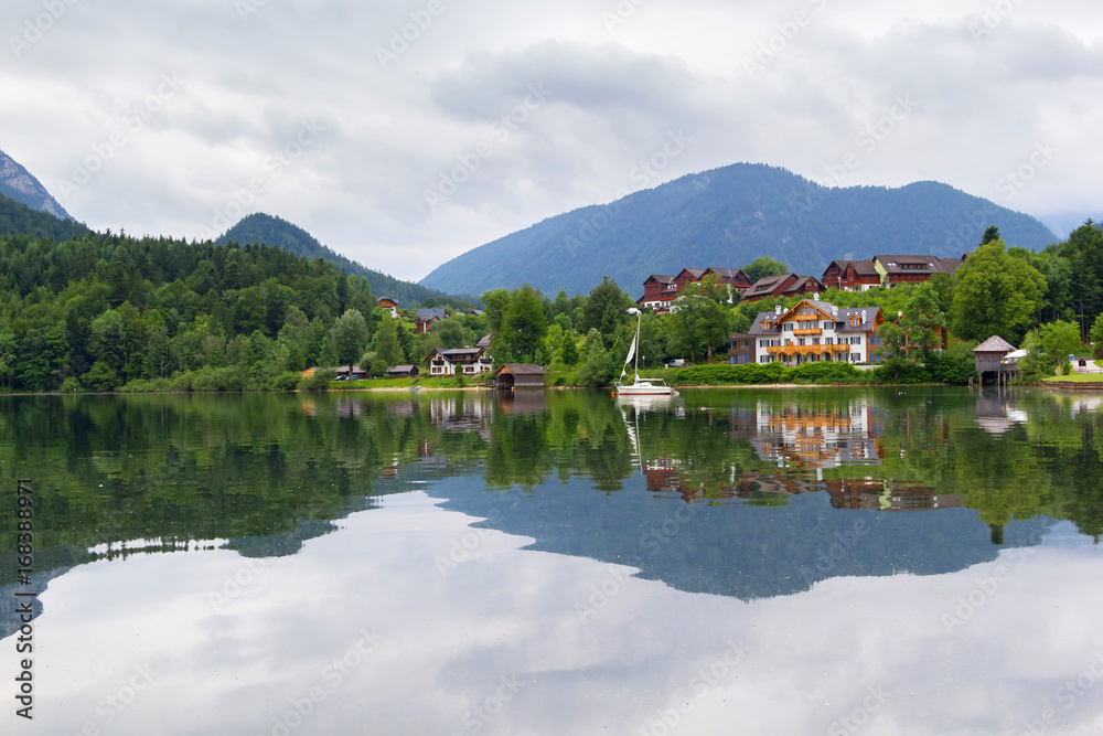 Scenery of Grundlsee lake in Alps mountains, Austria Scenery of Grundlsee lake in Alps mountains, Austria