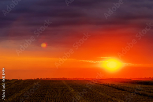 the fields have a beautiful sunset © Normunds