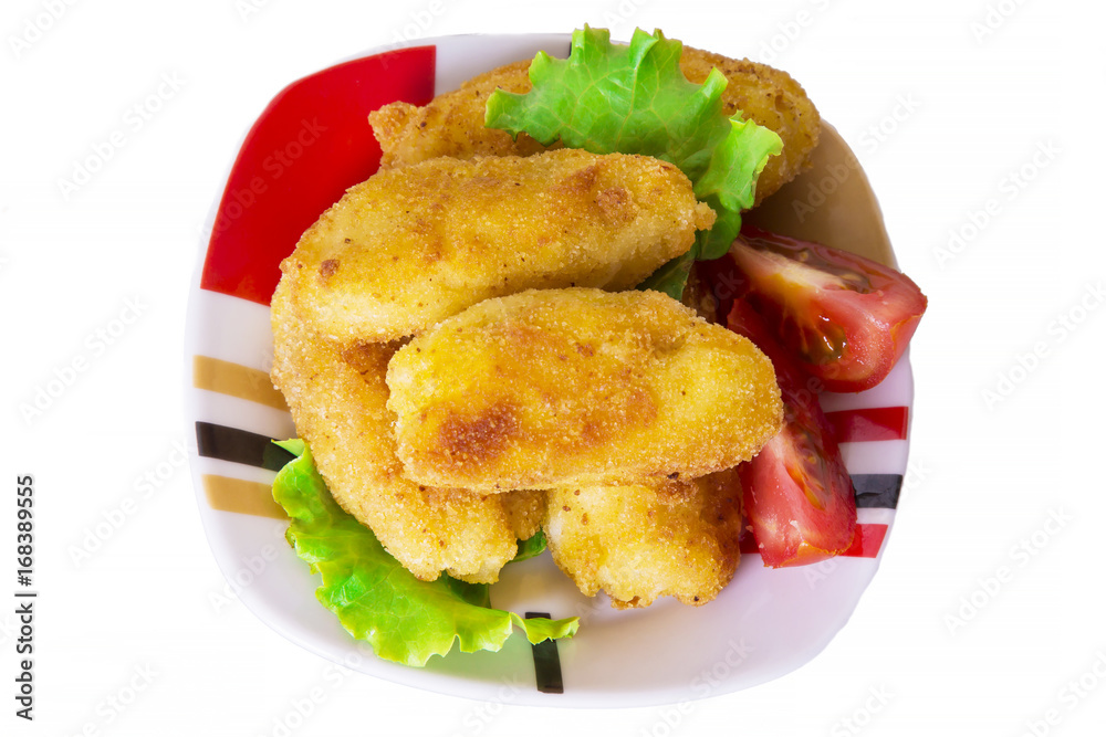 Croquettes on the plate isolated on white