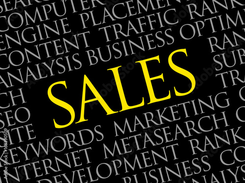 Sales word cloud, business concept background