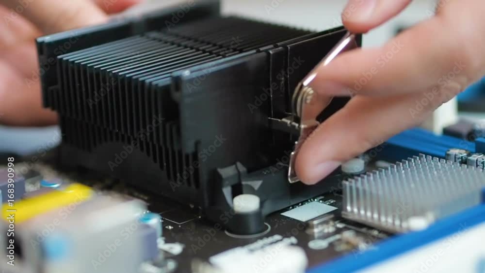 Remove Motherboard Computer Removing And replacing CPU cooler on modern PC computer motherboard ...