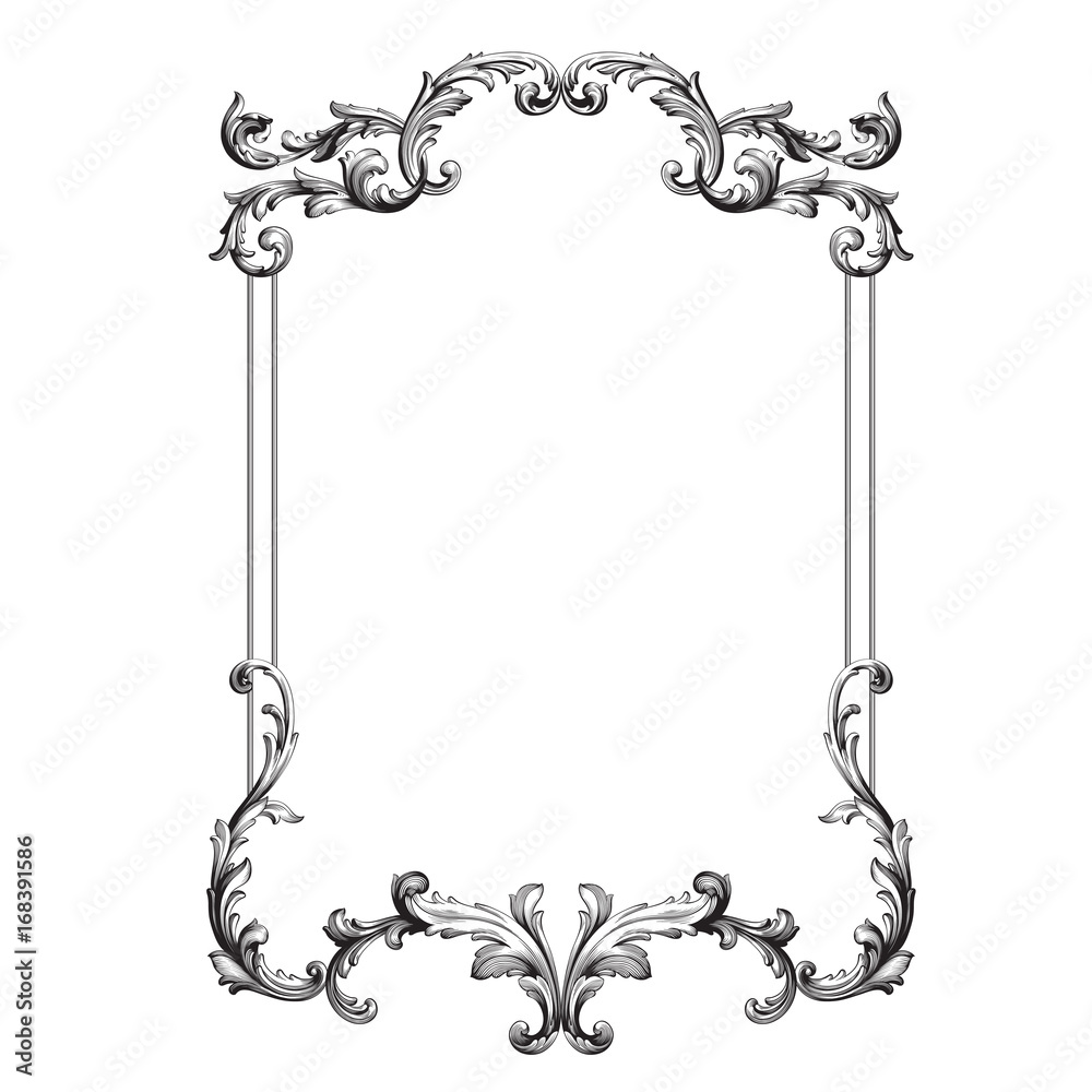 Vector baroque of vintage elements for design. 
