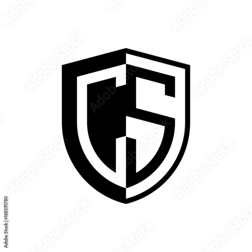 Initial two letter logo shield vector black