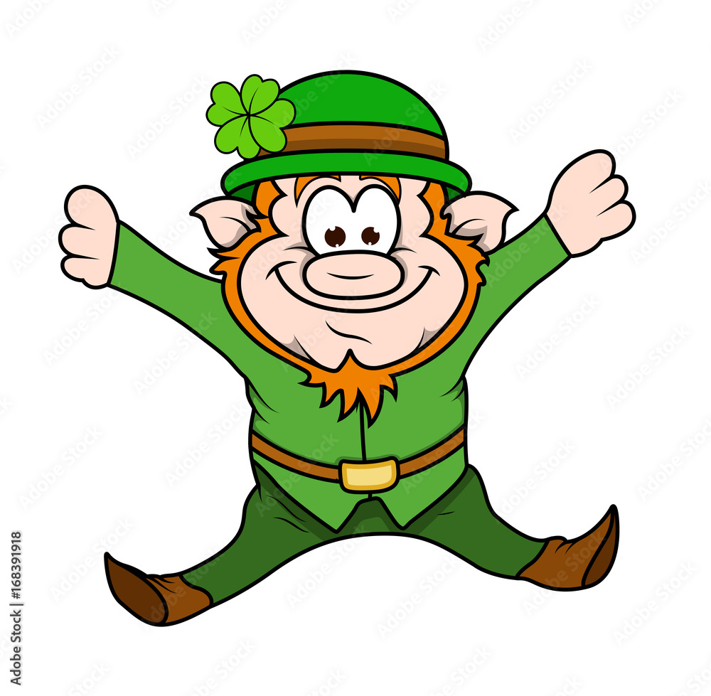 Happy Funny Leprechaun Jumping
