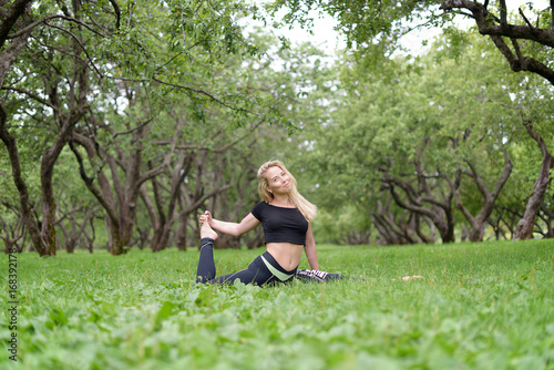 Gymnastics girl training outside