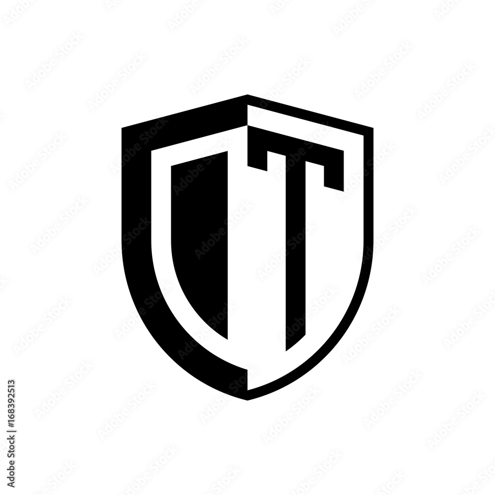 Initial two letter logo shield vector black