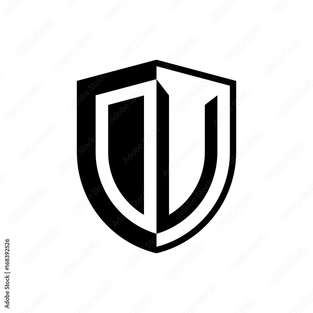 Initial two letter logo shield vector black Initial two letter logo shield vector black