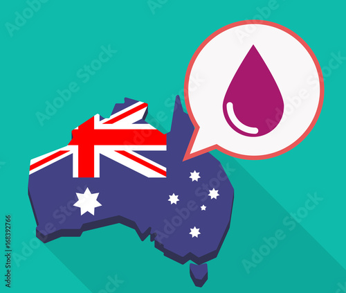 Long shadow Australia mmap with a blood drop photo