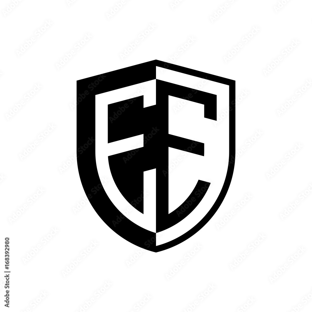 Obraz premium Initial two letter logo shield vector black