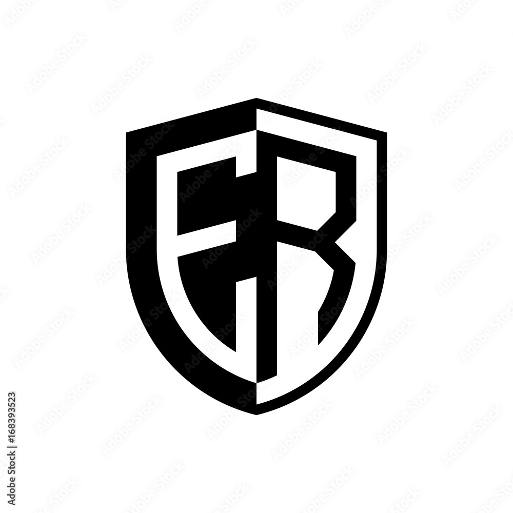 Initial two letter logo shield vector black Initial two letter logo shield vector black