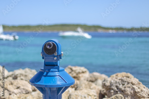 Lookout on a blue turquoise water in the shore of Mediterranean Sea