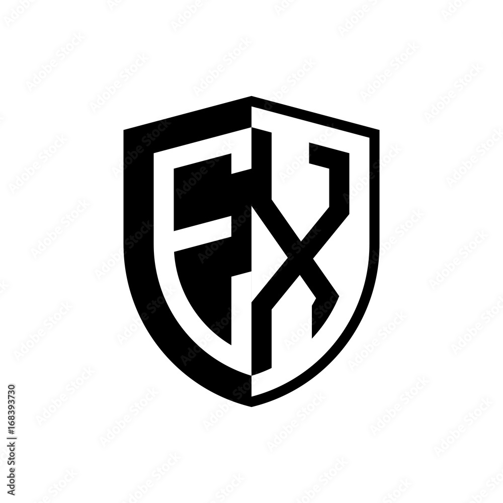 Initial two letter logo shield vector black Initial two letter logo shield vector black