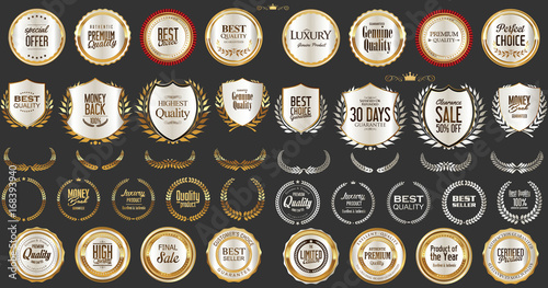 Luxury gold and silver design badges and labels collection 