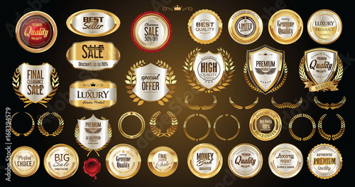Luxury gold and silver design badges and labels collection 