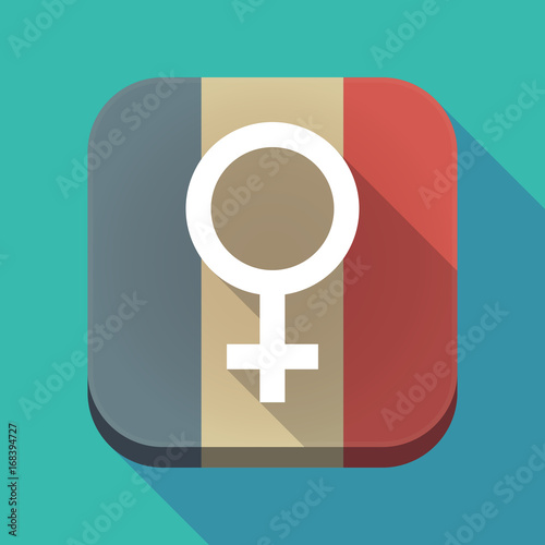 Long shadow France flag with a female sign