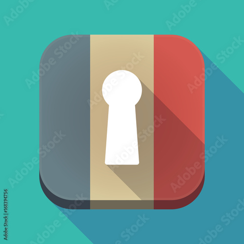 Long shadow France flag with a key hole
