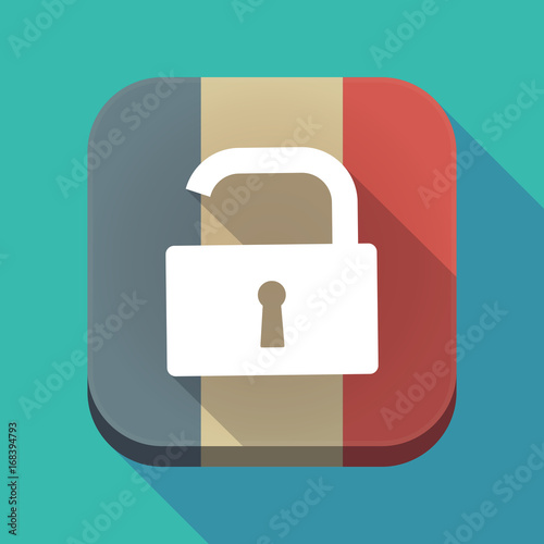 Long shadow France flag with an open lock pad