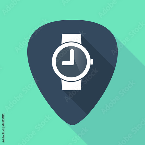 Long shadow plectrum with a wrist watch
