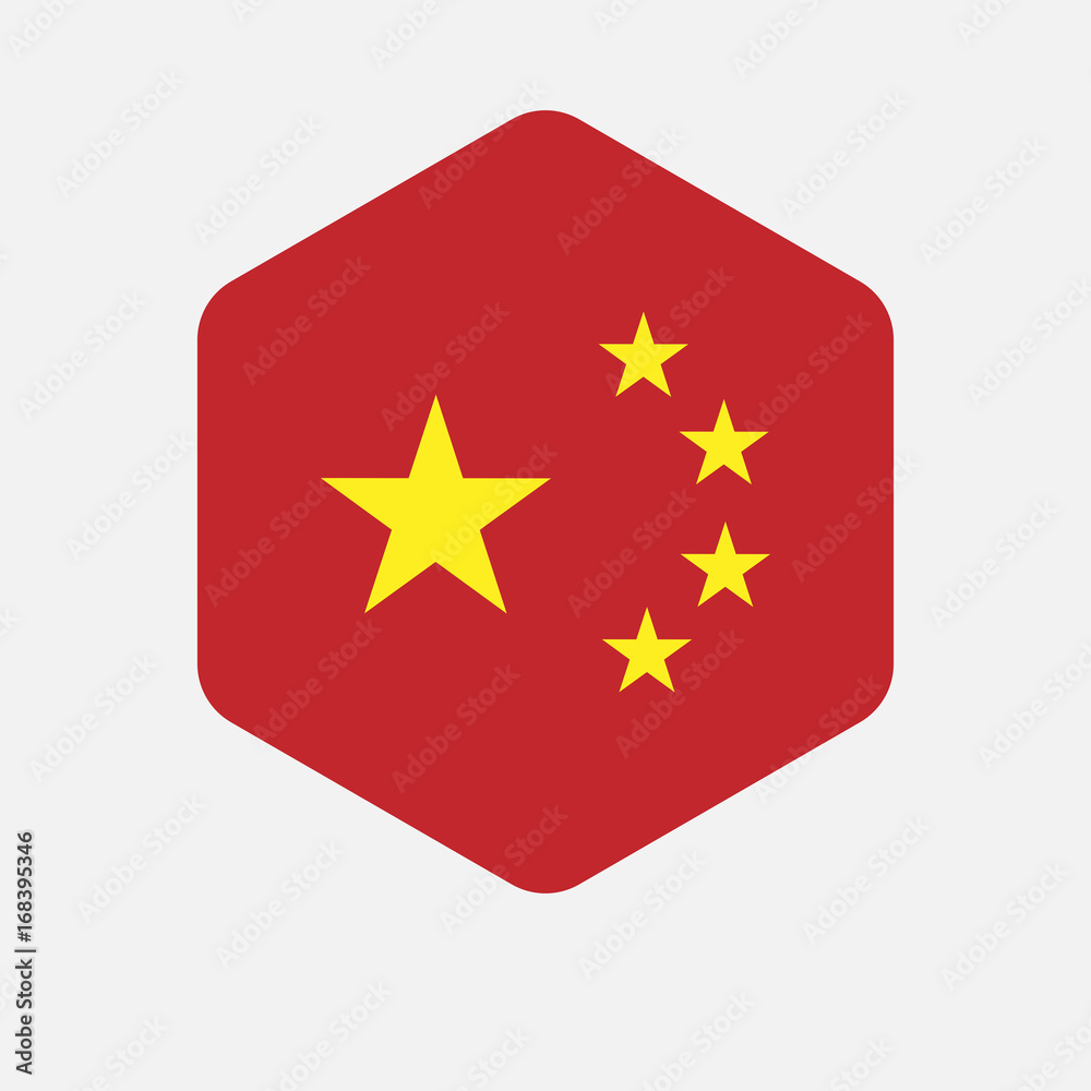 Isolated hexagon with  the five stars china flag symbol