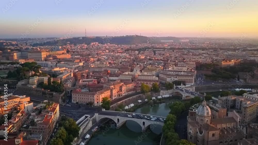 rome skyline aerial view at sunrise pan on vatican city rome skyline aerial view at sunrise pan on vatican city