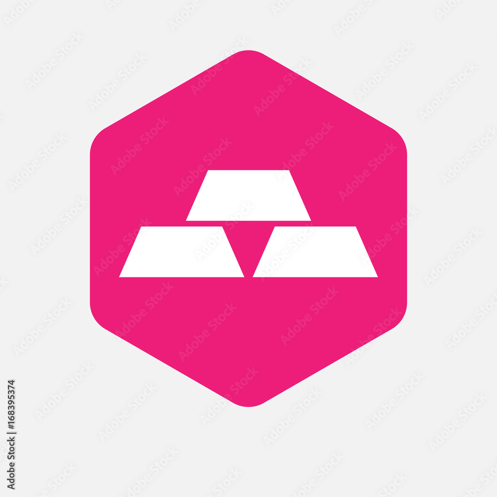 Isolated hexagon with three gold bullions Isolated hexagon with three gold bullions