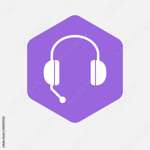 Isolated hexagon with  a hands free phone device